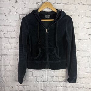 Vintage Y2k Arizona Velour Velvet Crop Zip Hoodie Size Medium